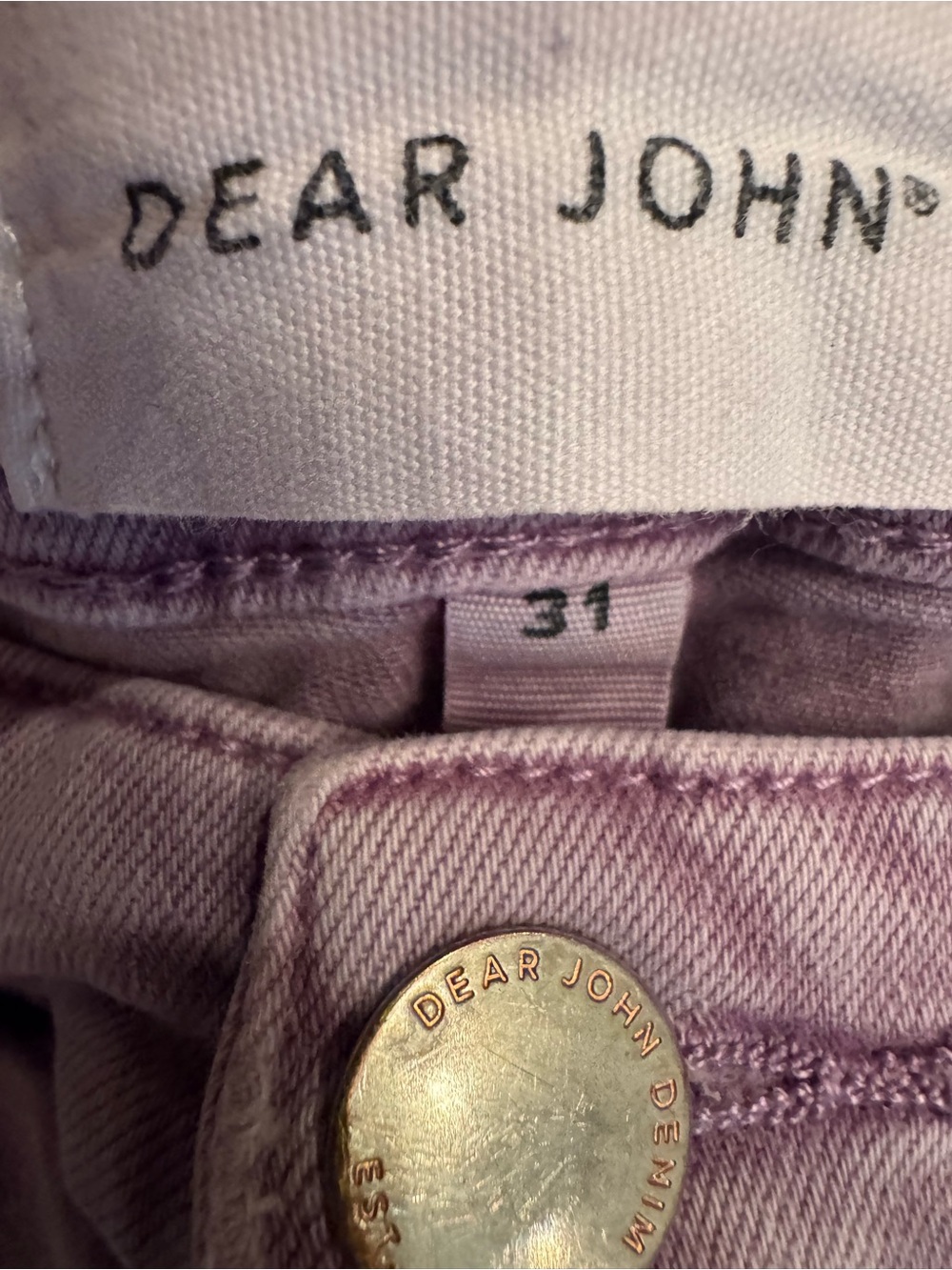 Dear John Gigi Distressed Lavender Denim Shorts Size 31 EUC Raw Hem - Picture 4 of 6